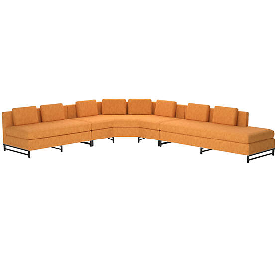 Metric Right Armless 3-Piece Sectional Sofa Dream Ginger Tea by Paul McCobb