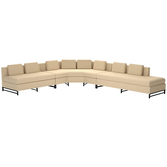 Metric Right Armless 3-Piece Sectional Sofa Biba Parchment by Paul McCobb