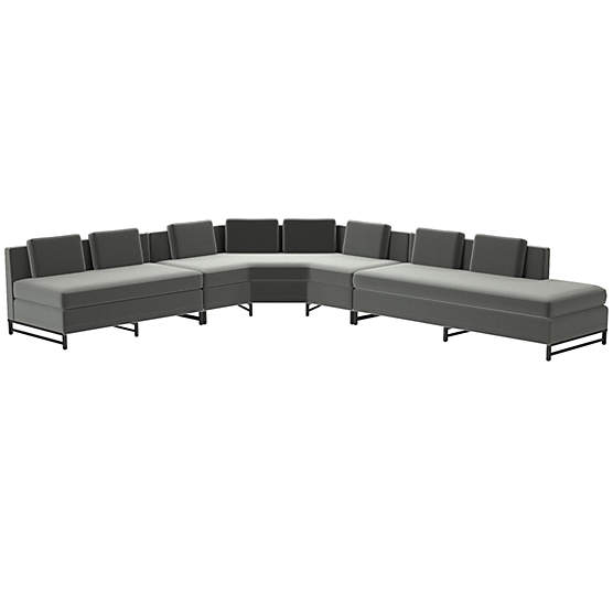 Metric Right Armless 3-Piece Sectional Sofa Dale Grey by Paul McCobb