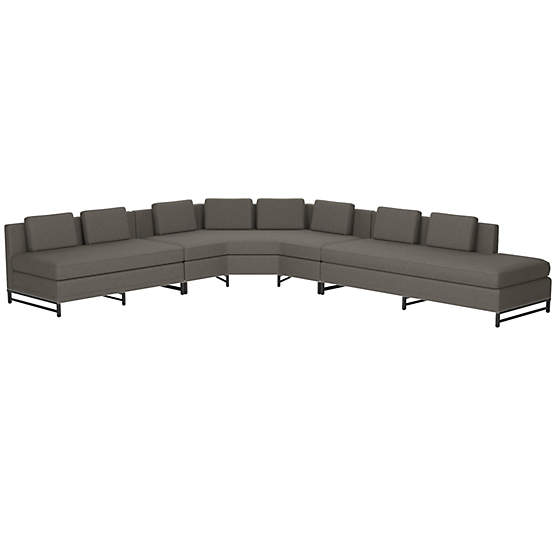 Metric Right Armless 3-Piece Sectional Sofa Angel Pewter by Paul McCobb