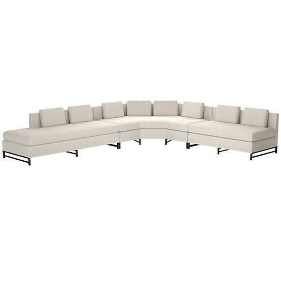 Metric Left Armless 3-Piece Sectional Sofa Nomad Snow by Paul McCobb