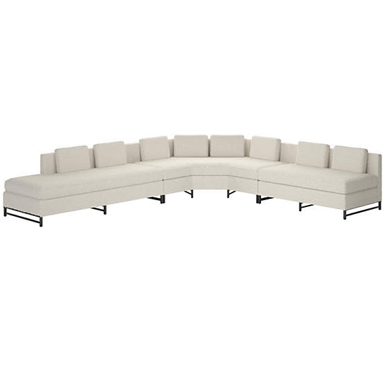 Metric Left Armless 3-Piece Sectional Sofa Bloce Grey by Paul McCobb