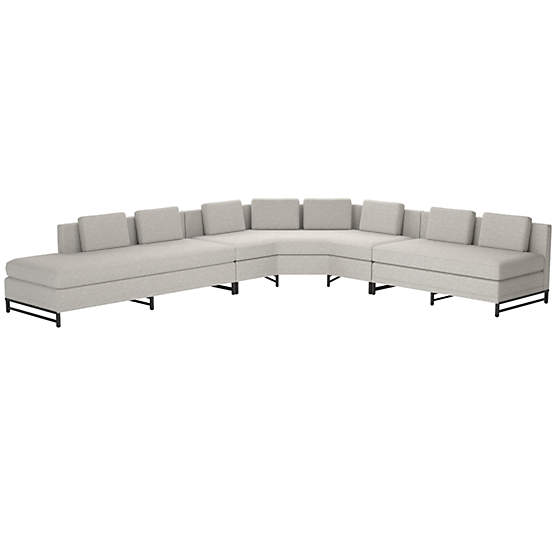 Metric Left Armless 3-Piece Sectional Sofa Hatch Platinum by Paul McCobb