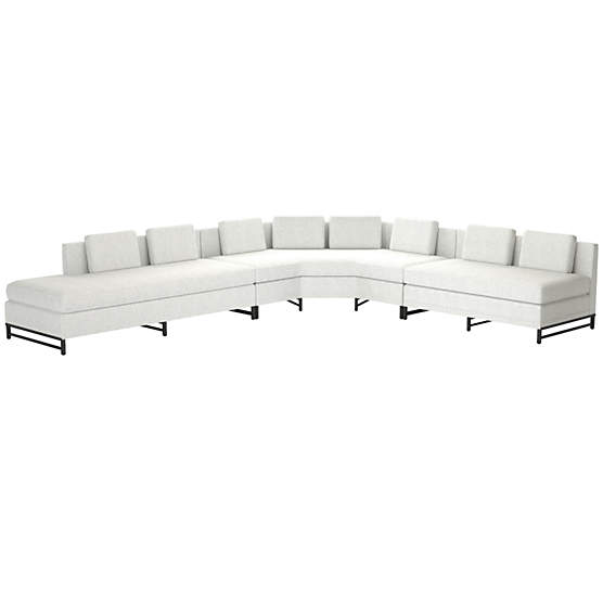 Metric Left Armless 3-Piece Sectional Sofa Elliot Dove by Paul McCobb