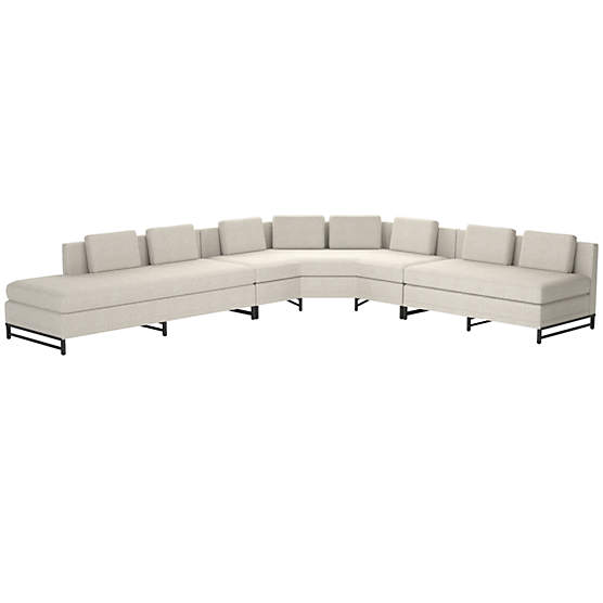 Metric Left Armless 3-Piece Sectional Sofa Deauville Dune by Paul McCobb