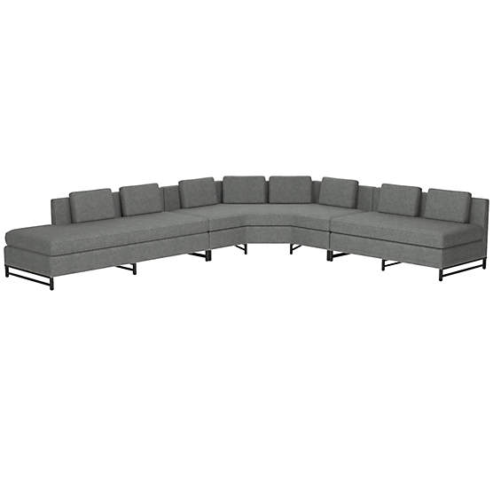 Metric Left Armless 3-Piece Sectional Sofa Hatch Charcoal by Paul McCobb