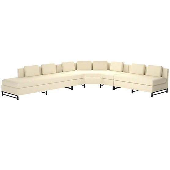 Metric Left Armless 3-Piece Sectional Sofa Bloce Cream by Paul McCobb