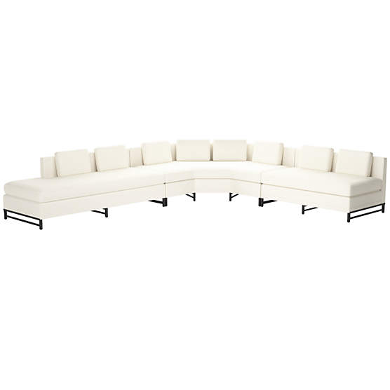 Metric Left Armless 3-Piece Sectional Sofa Wooly Sand by Paul McCobb