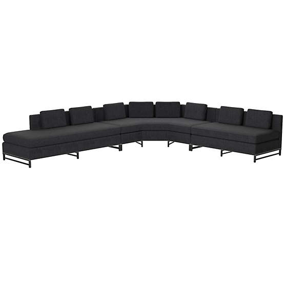 Metric Left Armless 3-Piece Sectional Sofa Bloce Noir by Paul McCobb