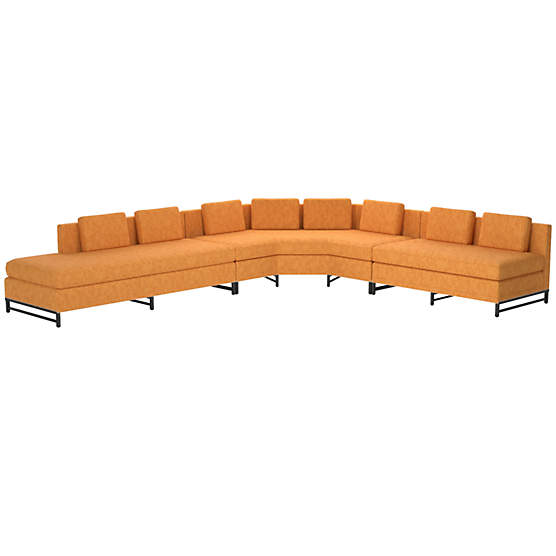 Metric Left Armless 3-Piece Sectional Sofa Dream Ginger Tea by Paul McCobb