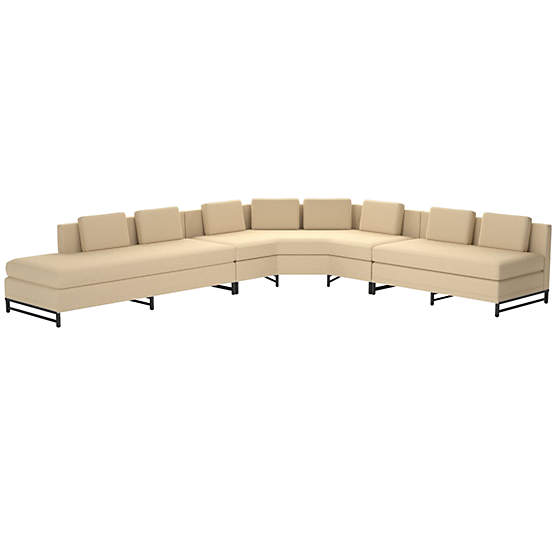 Metric Left Armless 3-Piece Sectional Sofa Biba Parchment by Paul McCobb