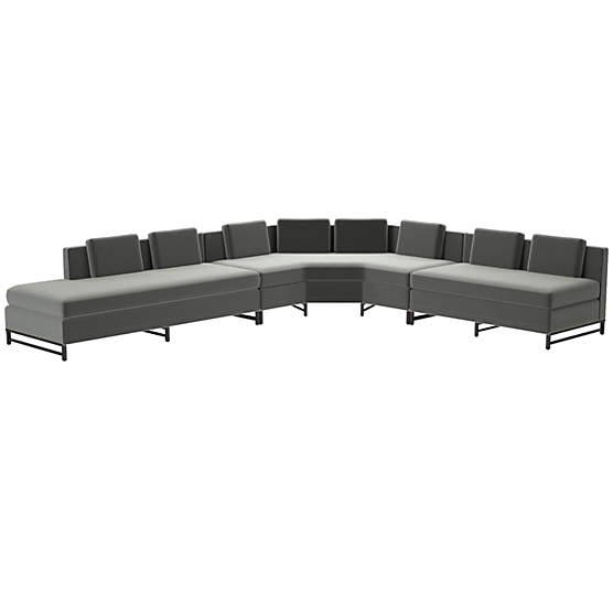 Metric Left Armless 3-Piece Sectional Sofa Dale Grey by Paul McCobb