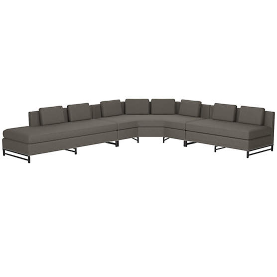 Metric Left Armless 3-Piece Sectional Sofa Angel Pewter by Paul McCobb