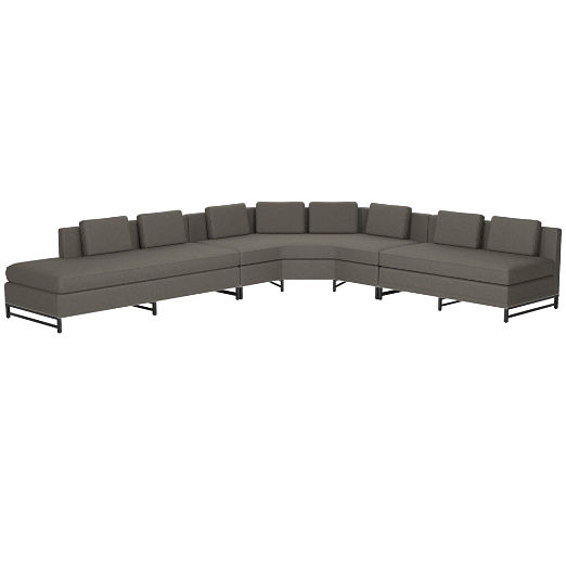 Metric Left Armless 3-Piece Sectional Sofa Angel Pewter by Paul McCobb