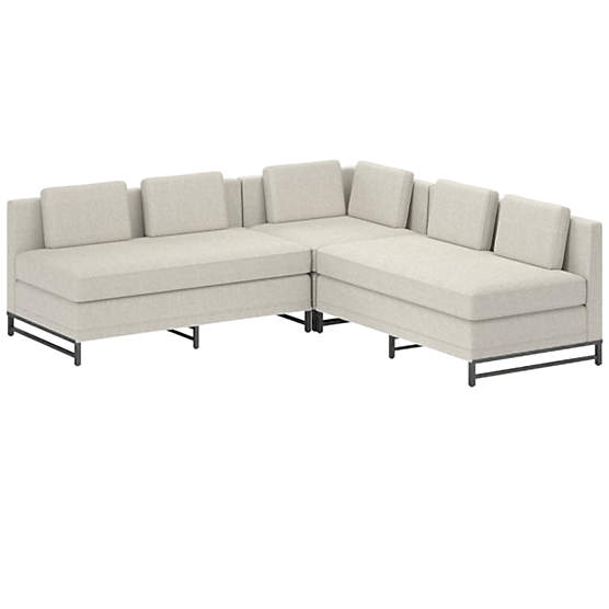 Metric 3-Piece Sectional Sofa with Loveseat Nomad Snow by Paul McCobb