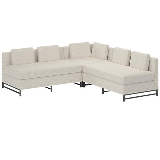 Metric 3-Piece Sectional Sofa with Loveseat Bloce Grey by Paul McCobb