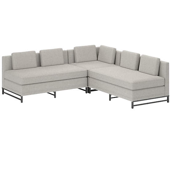 Metric 3-Piece Sectional Sofa with Loveseat Hatch Platinum by Paul McCobb