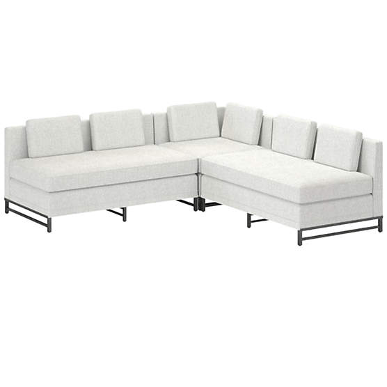 Metric 3-Piece Sectional Sofa with Loveseat Elliot Dove by Paul McCobb