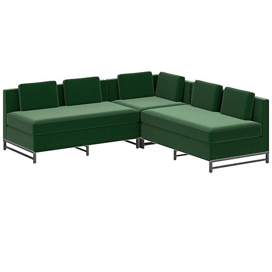 Metric 3-Piece Sectional Sofa with Loveseat Luca Emerald by Paul McCobb