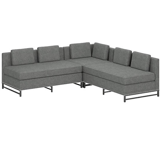 Metric 3-Piece Sectional Sofa with Loveseat Hatch Charcoal by Paul McCobb