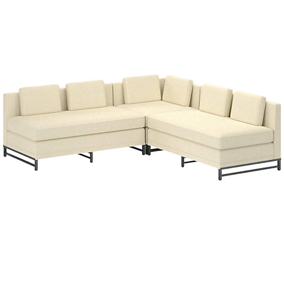 Metric 3-Piece Sectional Sofa with Loveseat Bloce Cream by Paul McCobb