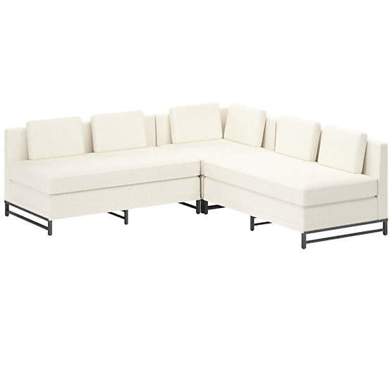 Metric 3-Piece Sectional Sofa with Loveseat Wooly Sand by Paul McCobb