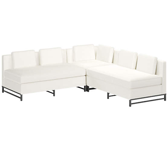 Metric 3-Piece Sectional Sofa with Loveseat Dream Pina Colada by Paul McCobb