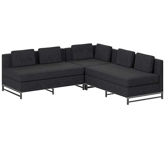 Metric 3-Piece Sectional Sofa with Loveseat Bloce Noir by Paul McCobb