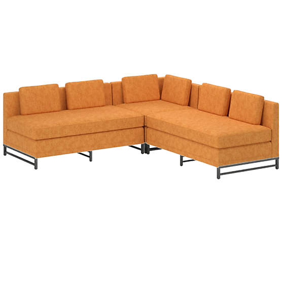 Metric 3-Piece Sectional Sofa with Loveseat Dream Ginger Tea by Paul McCobb