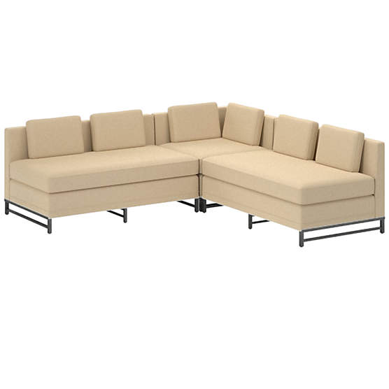 Metric 3-Piece Sectional Sofa with Loveseat Biba Parchment by Paul McCobb