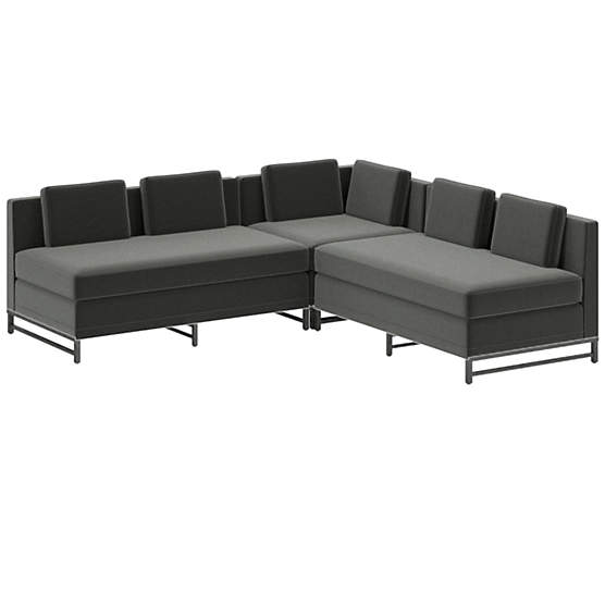 Metric 3-Piece Sectional Sofa with Loveseat Dale Dark Grey by Paul McCobb