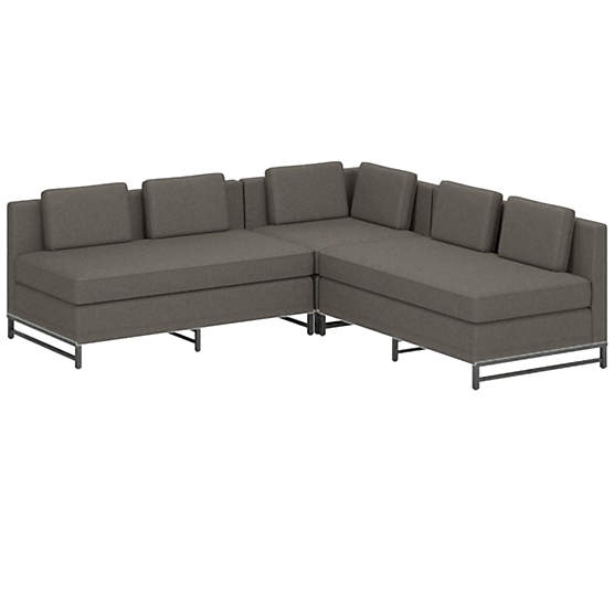 Metric 3-Piece Sectional Sofa with Loveseat Angel Pewter by Paul McCobb