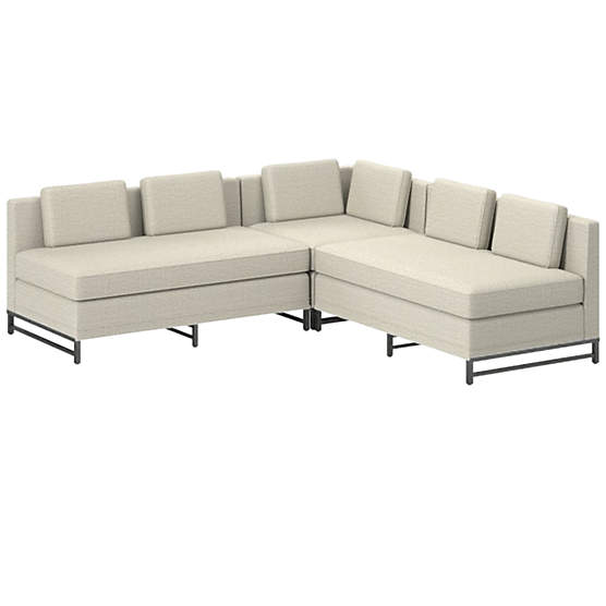 Metric 3-Piece Sectional Sofa with Loveseat Deauville Stone by Paul McCobb