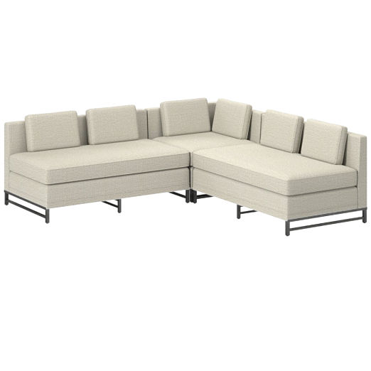 Metric 3-Piece Sectional Sofa with Loveseat Deauville Stone by Paul McCobb