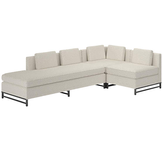 Metric 3-Piece Sectional Sofa with Left Half-Back Bloce Grey by Paul McCobb