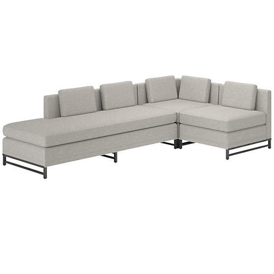 Metric 3-Piece Sectional Sofa with Left Half-Back Hatch Platinum by Paul McCobb