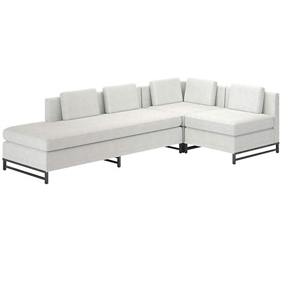 Metric 3-Piece Sectional Sofa with Left Half-Back Elliot Dove by Paul McCobb