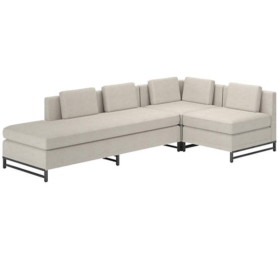 Metric 3-Piece Sectional Sofa with Left Half-Back Deauville Dune by Paul McCobb