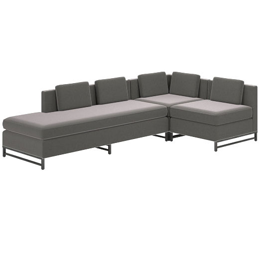 Metric 3-Piece Sectional Sofa with Left Half-Back Luca Storm by Paul McCobb