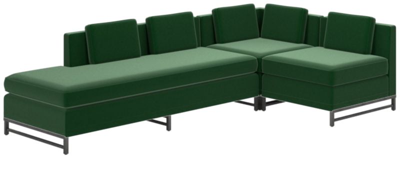 Metric 3-Piece Sectional Sofa with Left Half-Back Luca Emerald by Paul McCobb - image 0 of 7