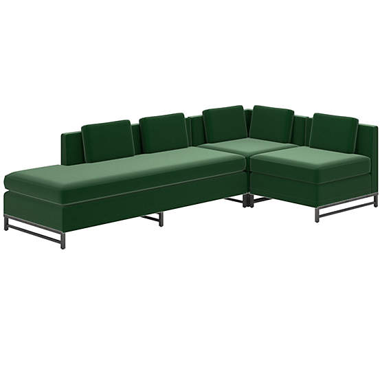 Metric 3-Piece Sectional Sofa with Left Half-Back Luca Emerald by Paul McCobb