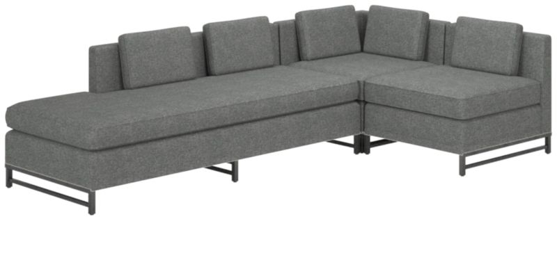 Metric 3-Piece Sectional Sofa with Left Half-Back Hatch Charcoal by Paul McCobb - image 0 of 7