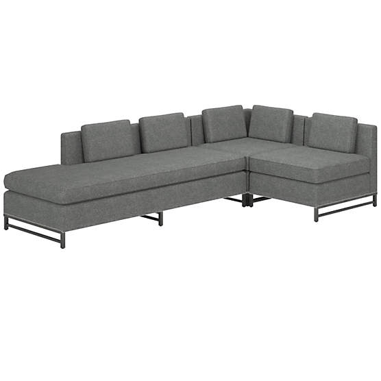 Metric 3-Piece Sectional Sofa with Left Half-Back Hatch Charcoal by Paul McCobb