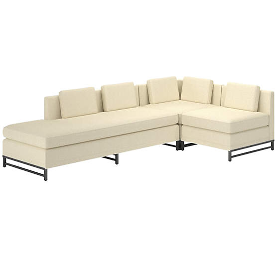 Metric 3-Piece Sectional Sofa with Left Half-Back Bloce Cream by Paul McCobb