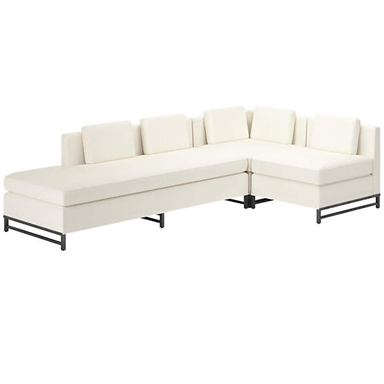 Metric 3-Piece Sectional Sofa with Left Half-Back Wooly Sand by Paul McCobb