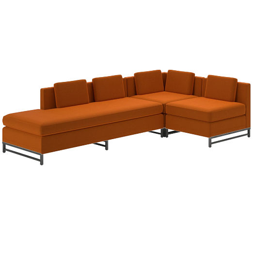 Metric 3-Piece Sectional Sofa with Left Half-Back Luca Russet by Paul McCobb