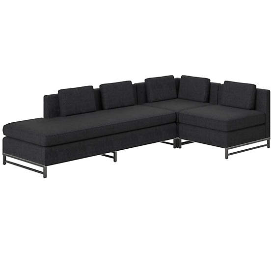 Metric 3-Piece Sectional Sofa with Left Half-Back Bloce Noir by Paul McCobb