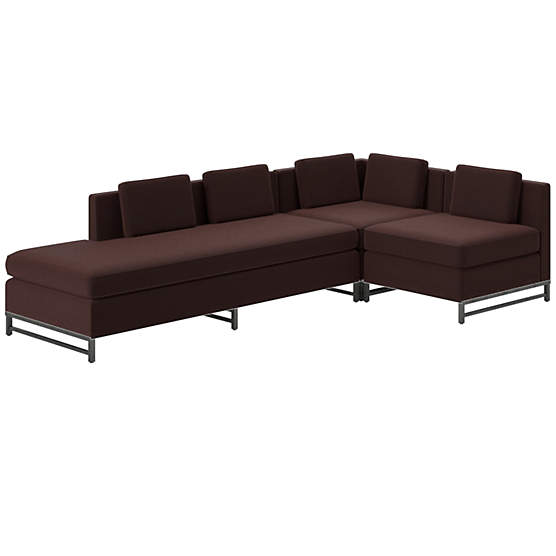 Metric 3-Piece Sectional Sofa with Left Half-Back Luca Espresso by Paul McCobb