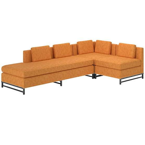 Metric 3-Piece Sectional Sofa with Left Half-Back Dream Ginger Tea by Paul McCobb