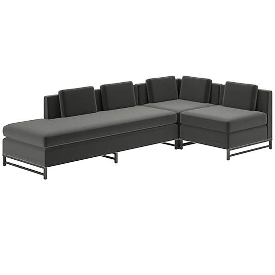 Metric 3-Piece Sectional Sofa with Left Half-Back Dale Dark Grey by Paul McCobb